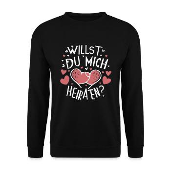 Willst du mich heiraten - Unisex Pullover - Schwarz - Vorne - Alina (178cm) & Michal (187cm)