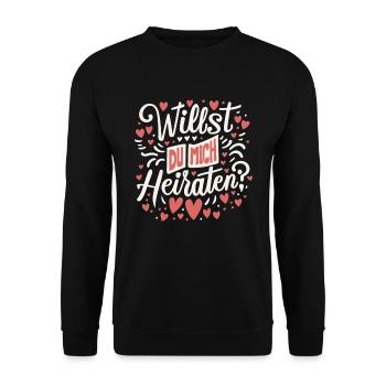 Willst du mich heiraten - Unisex Pullover - Schwarz - Vorne - Alina (178cm) & Michal (187cm)