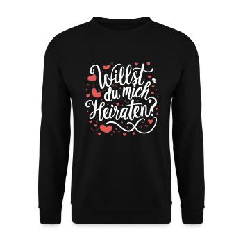 Willst du mich heiraten - Unisex Pullover - Schwarz - Vorne - Alina (178cm) & Michal (187cm)