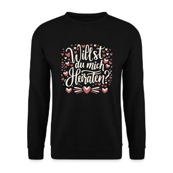 Willst du mich heiraten - Unisex Pullover - Schwarz - Vorne - Alina (178cm) & Michal (187cm)