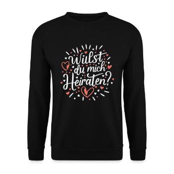 Willst du mich heiraten - Unisex Pullover - Schwarz - Vorne - Alina (178cm) & Michal (187cm)