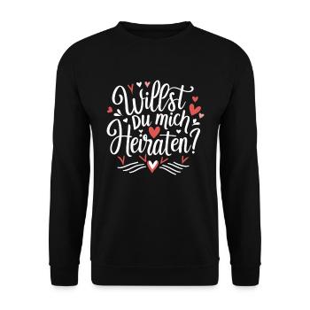 Willst du mich heiraten - Unisex Pullover - Schwarz - Vorne - Alina (178cm) & Michal (187cm)