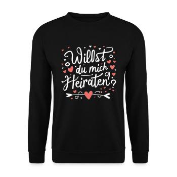 Willst du mich heiraten - Unisex Pullover - Schwarz - Vorne - Alina (178cm) & Michal (187cm)