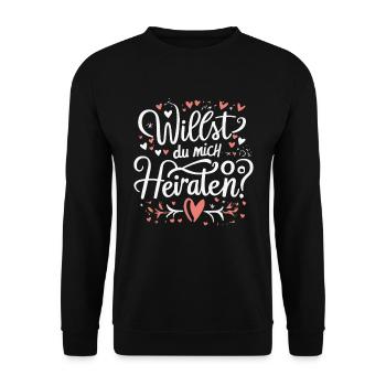 Willst du mich heiraten - Unisex Pullover - Schwarz - Vorne - Alina (178cm) & Michal (187cm)