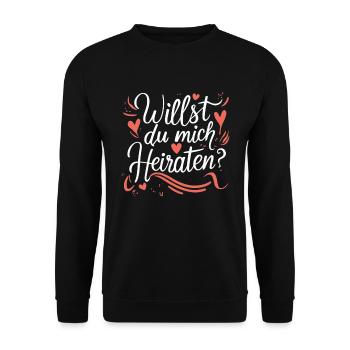 Willst du mich heiraten - Unisex Pullover - Schwarz - Vorne - Alina (178cm) & Michal (187cm)