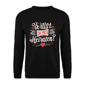 Willst du mich heiraten - Unisex Pullover - Schwarz - Vorne - Alina (178cm) & Michal (187cm)