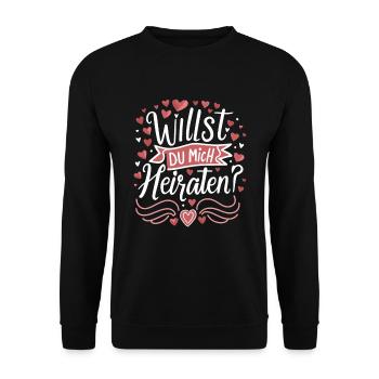 Willst du mich heiraten - Unisex Pullover - Schwarz - Vorne - Alina (178cm) & Michal (187cm)