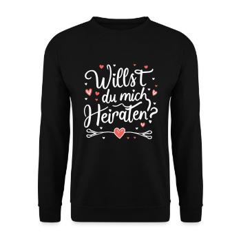 Willst du mich heiraten - Unisex Pullover - Schwarz - Vorne - Alina (178cm) & Michal (187cm)