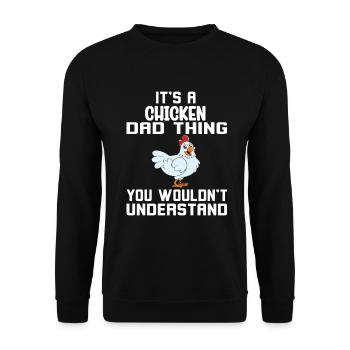 Funny Chicken Saying Chicken - Unisex Sweatshirt - black - Front - Alina (178cm) & Michal (187cm)