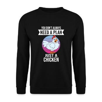Lustiger Hühner Spruch Huhn - Unisex Pullover - Schwarz - Vorne - Alina (178cm) & Michal (187cm)