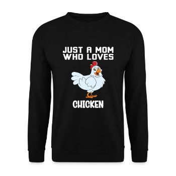Lustiger Hühner Spruch Huhn - Unisex Pullover - Schwarz - Vorne - Alina (178cm) & Michal (187cm)