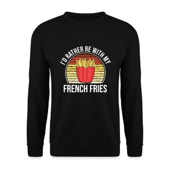 Lustige Pommes Lustig French Fries - Unisex Pullover - Schwarz - Vorne - Alina (178cm) & Michal (187cm)
