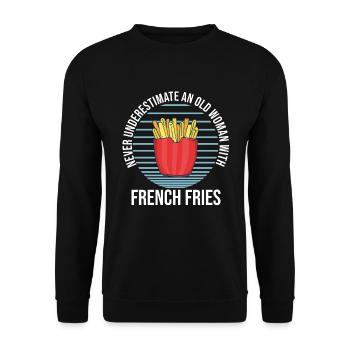 Frites amusantes Frites drôles - Sweat-shirt Unisexe - noir - Devant - Alina (178cm) & Michal (187cm)