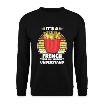 Frites amusantes Frites drôles - Sweat-shirt Unisexe - noir - Devant - Alina (178cm) & Michal (187cm)