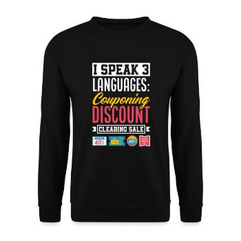 Lustiges Extrem Couponing Coupon Geschenk - Unisex Pullover - Schwarz - Vorne - Alina (178cm) & Michal (187cm)