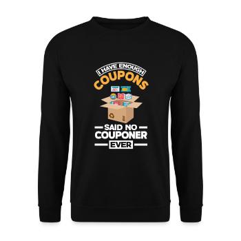 Lustiges Extrem Couponing Coupon Geschenk - Unisex Pullover - Schwarz - Vorne - Alina (178cm) & Michal (187cm)