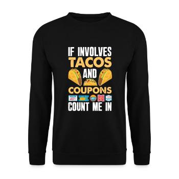 Lustiges Extrem Couponing Coupon Geschenk - Unisex Pullover - Schwarz - Vorne - Alina (178cm) & Michal (187cm)