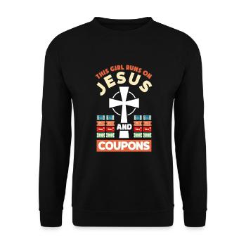 Funny Extreme Couponing Coupon Gift - Unisex Sweatshirt - black - Front - Alina (178cm) & Michal (187cm)