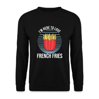 Lustige Pommes Lustig French Fries - Unisex Pullover - Schwarz - Vorne - Alina (178cm) & Michal (187cm)