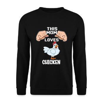 Lustiger Hühner Spruch Huhn - Unisex Pullover - Schwarz - Vorne - Alina (178cm) & Michal (187cm)