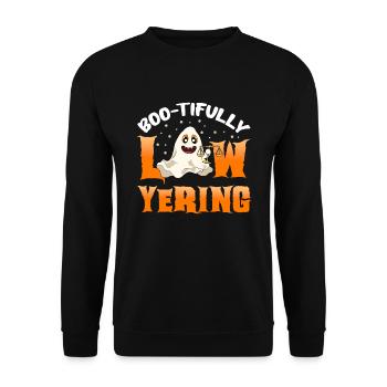 Rechtsanwalt Halloween Kürbis - Unisex Pullover - Schwarz - Vorne - Alina (178cm) & Michal (187cm)