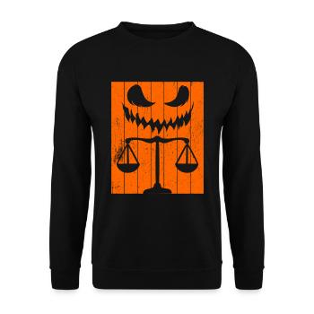 Rechtsanwalt Halloween Kürbis - Unisex Pullover - Schwarz - Vorne - Alina (178cm) & Michal (187cm)