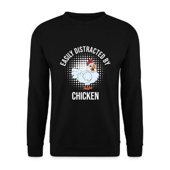 Lustiger Hühner Spruch Huhn - Unisex Pullover - Schwarz - Vorne - Alina (178cm) & Michal (187cm)