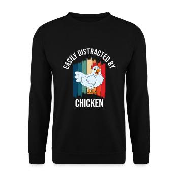 Lustiger Hühner Spruch Huhn - Unisex Pullover - Schwarz - Vorne - Alina (178cm) & Michal (187cm)