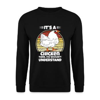 Funny Chicken Saying Chicken - Unisex Sweatshirt - black - Front - Alina (178cm) & Michal (187cm)