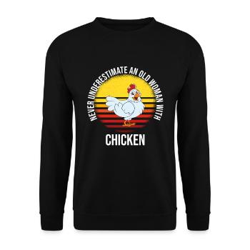 Funny Chicken Saying Chicken - Unisex Sweatshirt - black - Front - Alina (178cm) & Michal (187cm)