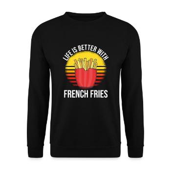 Frites amusantes Frites drôles - Sweat-shirt Unisexe - noir - Devant - Alina (178cm) & Michal (187cm)