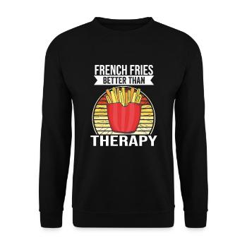Lustige Pommes Lustig French Fries - Unisex Pullover - Schwarz - Vorne - Alina (178cm) & Michal (187cm)