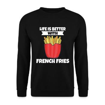 Frites amusantes Frites drôles - Sweat-shirt Unisexe - noir - Devant - Alina (178cm) & Michal (187cm)