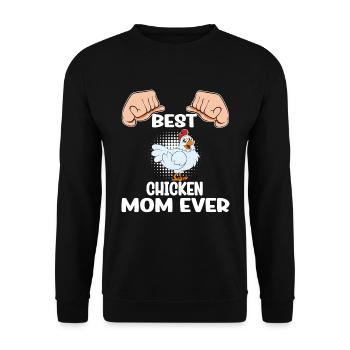 Lustiger Hühner Spruch Huhn - Unisex Pullover - Schwarz - Vorne - Alina (178cm) & Michal (187cm)