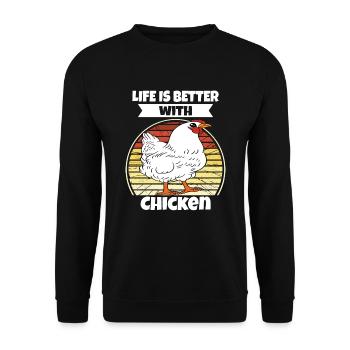 Drôle de poulet disant poulet - Sweat-shirt Unisexe - noir - Devant - Alina (178cm) & Michal (187cm)