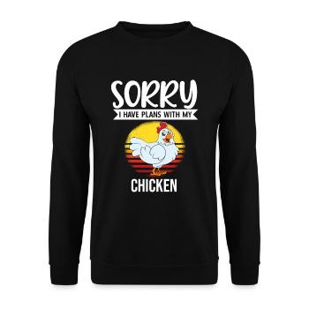 Funny Chicken Saying Chicken - Unisex Sweatshirt - black - Front - Alina (178cm) & Michal (187cm)
