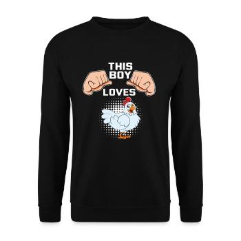 Funny Chicken Saying Chicken - Unisex Sweatshirt - black - Front - Alina (178cm) & Michal (187cm)
