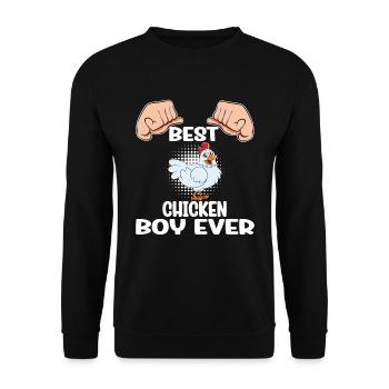 Funny Chicken Saying Chicken - Unisex Sweatshirt - black - Front - Alina (178cm) & Michal (187cm)