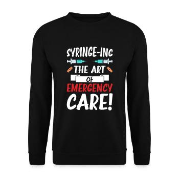 Lustige Krankenschwester Geschenke - Unisex Pullover - Schwarz - Vorne - Alina (178cm) & Michal (187cm)