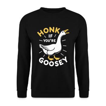 Honk Gans - Unisex Pullover - Schwarz - Vorne - Alina (178cm) & Michal (187cm)