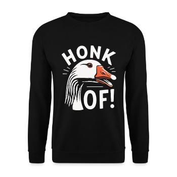 Honk Off – Gänse Meme - Unisex Pullover - Schwarz - Vorne - Alina (178cm) & Michal (187cm)