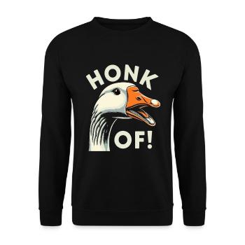Honk Off – Gänse Meme - Unisex Pullover - Schwarz - Vorne - Alina (178cm) & Michal (187cm)