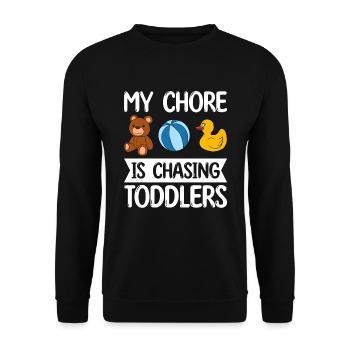 Au Pair Mädchen Kindergarten Nanny - Unisex Pullover - Schwarz - Vorne - Alina (178cm) & Michal (187cm)