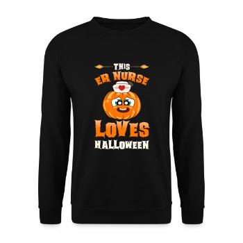 Halloween Nurse Pumpkin - Unisex Sweatshirt - black - Front - Alina (178cm) & Michal (187cm)