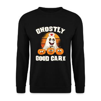 Halloween Nurse Pumpkin - Unisex Sweatshirt - black - Front - Alina (178cm) & Michal (187cm)
