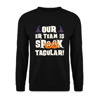 Halloween Nurse Pumpkin - Unisex Sweatshirt - black - Front - Alina (178cm) & Michal (187cm)