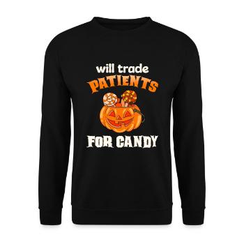 Halloween Nurse Pumpkin - Unisex Sweatshirt - black - Front - Alina (178cm) & Michal (187cm)