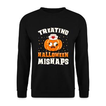 Halloween Nurse Pumpkin - Unisex Sweatshirt - black - Front - Alina (178cm) & Michal (187cm)