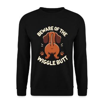 Wigglebutt Dachshund - Unisex Sweatshirt - black - Front - Alina (178cm) & Michal (187cm)