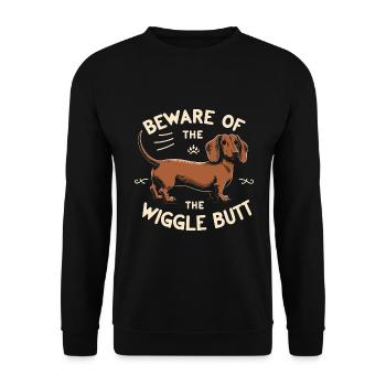 Wigglebutt Dachshund - Unisex Sweatshirt - black - Front - Alina (178cm) & Michal (187cm)